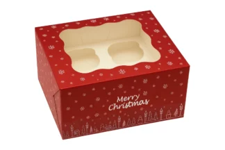 4 Holds Christmas Cupcake Box - 4 Inch Deep Iconic cake Art,CPBSCR-004