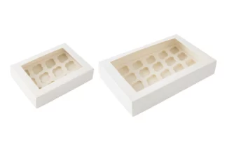 Mini White Cupcake Box with White Base