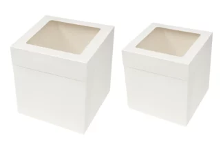 Tall Cherry Lock Cake Box – White Iconic Cake Art