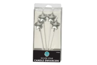 Silver Star Enhancers 4pc Iconic Cake Art,ICC-STARSIL