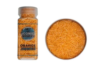 75g Pearl Orange Jimmies - Iconic Sprinkles,IS-ORDXJ-100