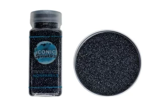 100g Pearl Black Nonpareils - Iconic Sprinkles,IS-PBKNP-100