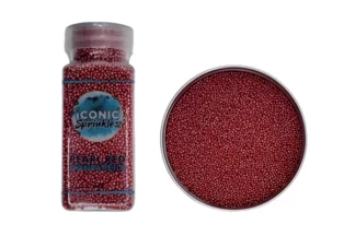 100g Pearl Red Nonpareils - Iconic Sprinkles,IS-PRENP-100