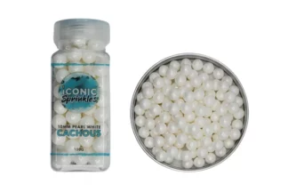 100g 10mm Pearl White Cachous - Iconic Sprinkles,IS-PWHC10-100