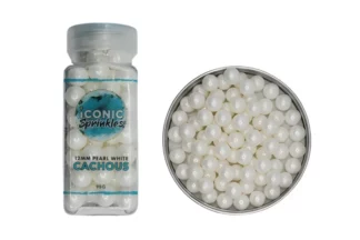 95g 12mm Pearl White Cachous - Iconic Sprinkles,IS-PWHC12-100