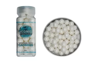 90g 14mm Pearl White Cachous,95g 12mm Pearl White Cachous - Iconic Sprinkles,IS-PWHC14-100