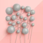 Glitter Silver Ball Topper 20PCS Iconic Cake Art