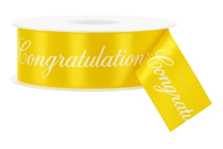 30mm Yellow Congratulations Ribbon - Sold Per Meter,01-T-CONG-YEL