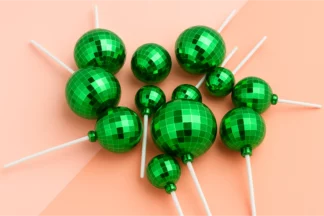 12PCS Green Disco Ball Topper Set Iconic Cake Art,ICA-CTSGBS-012