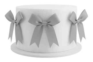Silver Satin Bows Iconic Cake Art,ICA-SRSL-006
