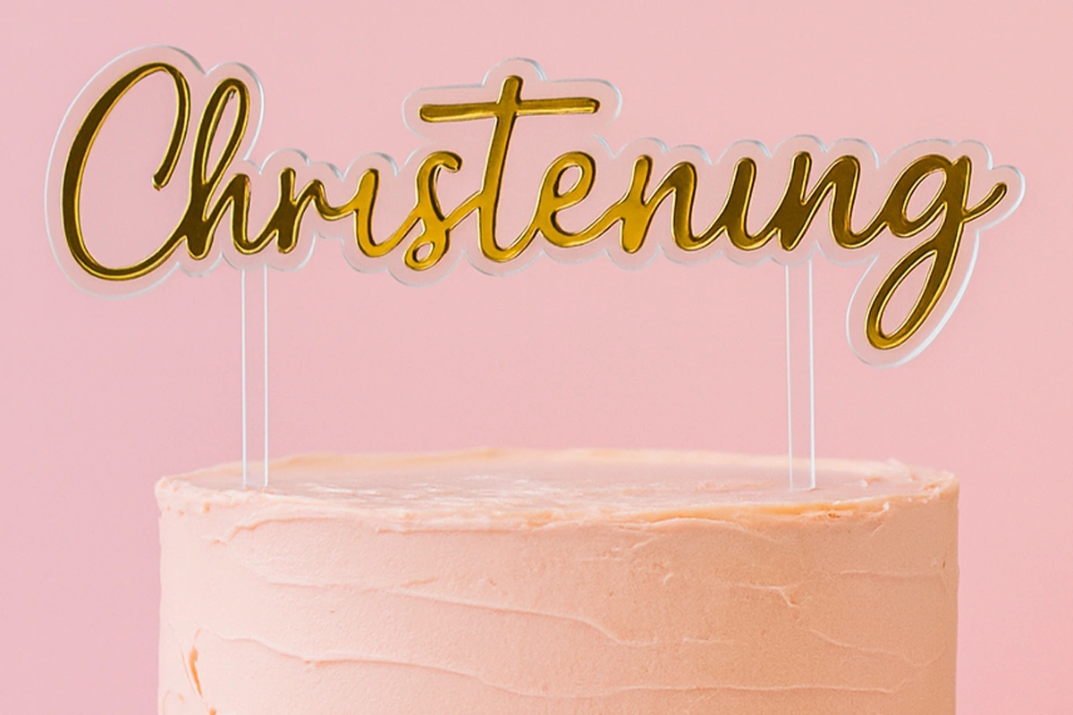 Gold Christening Topper Iconic Cake Art | My Dream Cake Gold Christening Topper,ICACTGDCR-001