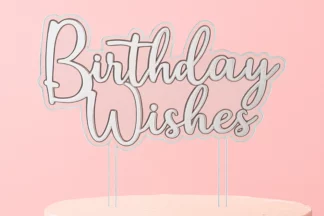 Silver Birthday Wishes Topper,ICACTSLBW-001