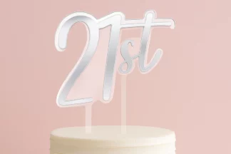 Silver 21st Birthday Topper,ICACTSL21-001