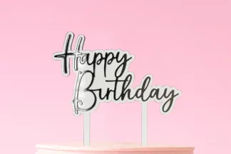 Silver Happy Birthday Topper,ICACTSLHB-001